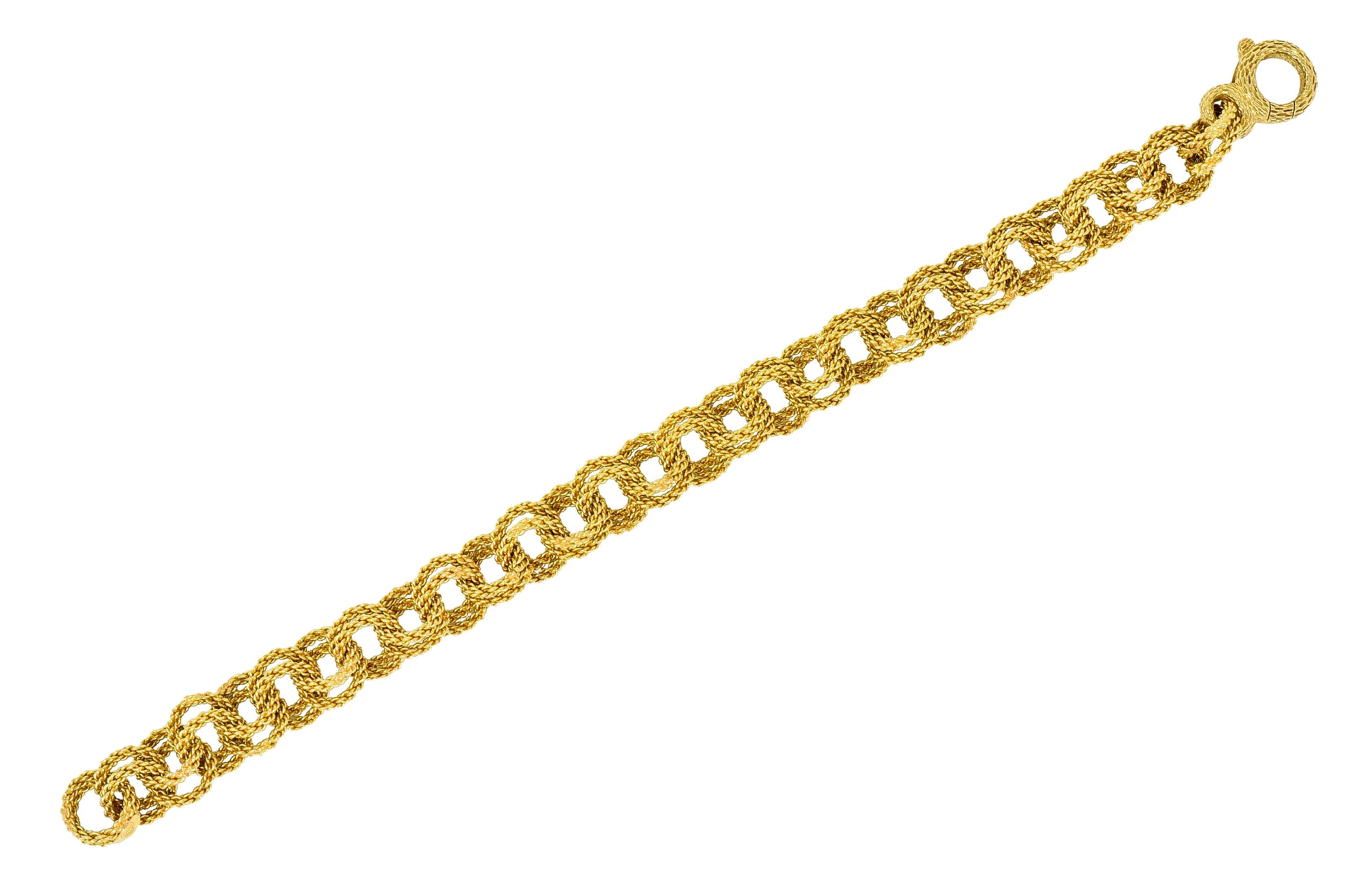 Vintage 18 Karat Yellow Gold Twisted Rope Double Rolo Link Bracelet 1