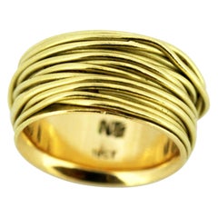 Vintage 18 Karat Yellow Gold Unisex Ring Band in the Wired Style, 1950s