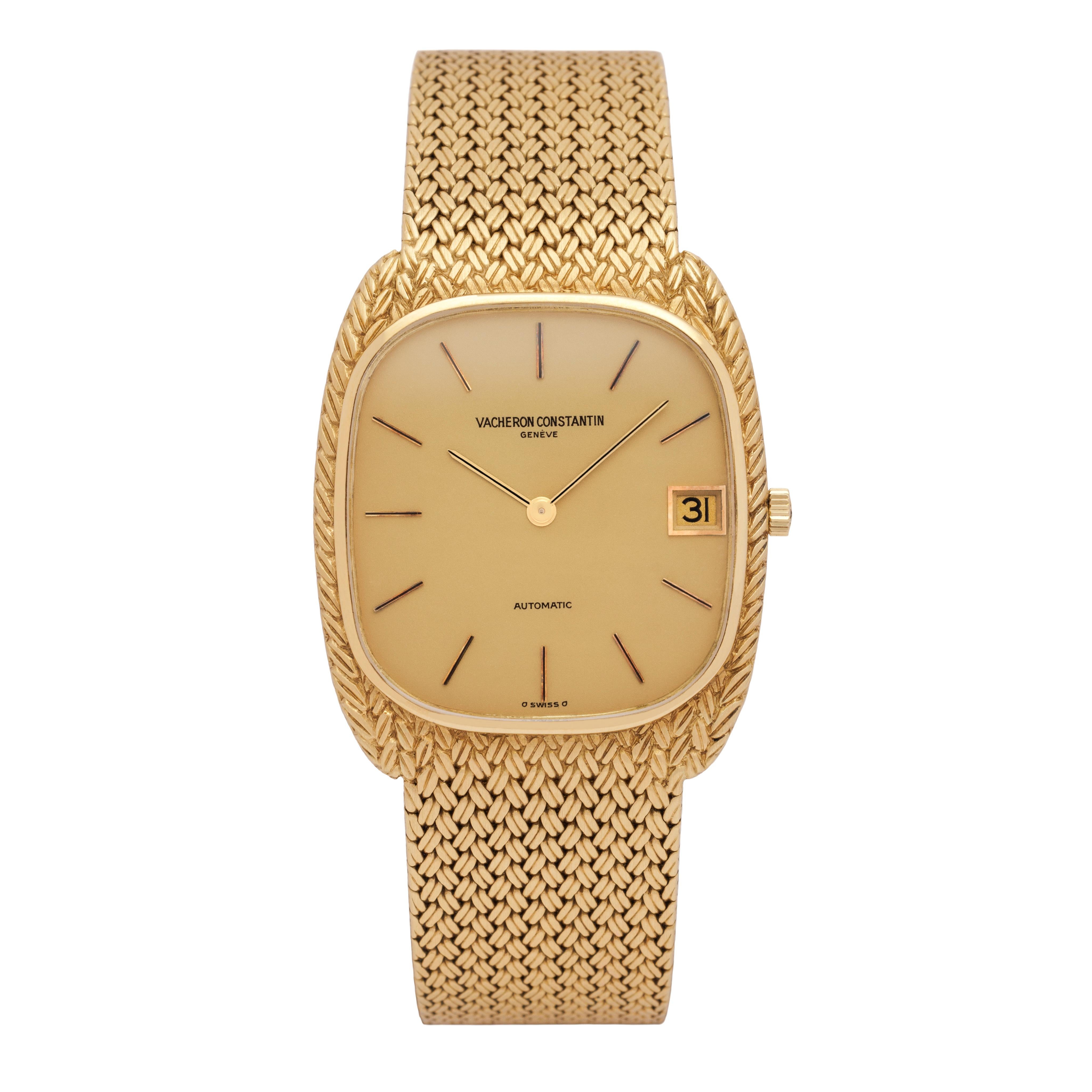 Vacheron Constantin
18 Karat Yellow Gold
Model 2045 Ultra Thin
29mm x 32mm
Automatic Movement
Made in Switzerland
c.1980
Includes original box and papers.
fits up to an 8