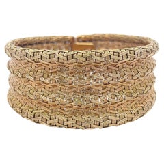 Vintage 18 Karat Gelbgold Breite gewebte Armband 60 Gramm