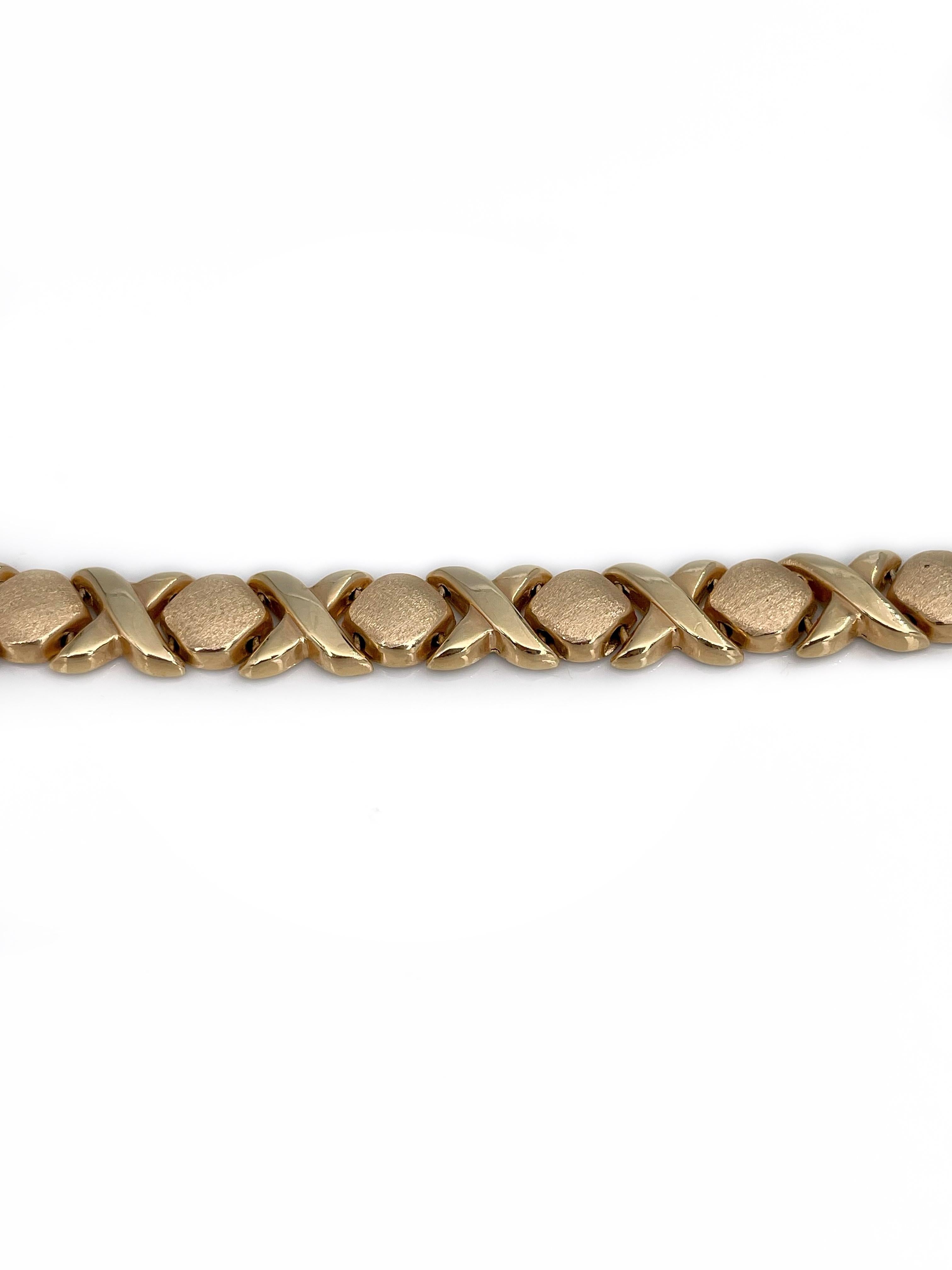 Modern Vintage 18 Karat Yellow Gold Xoxo Chain Link Bracelet