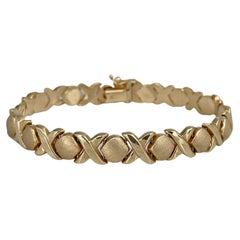 Vintage 18 Karat Yellow Gold Xoxo Chain Link Bracelet