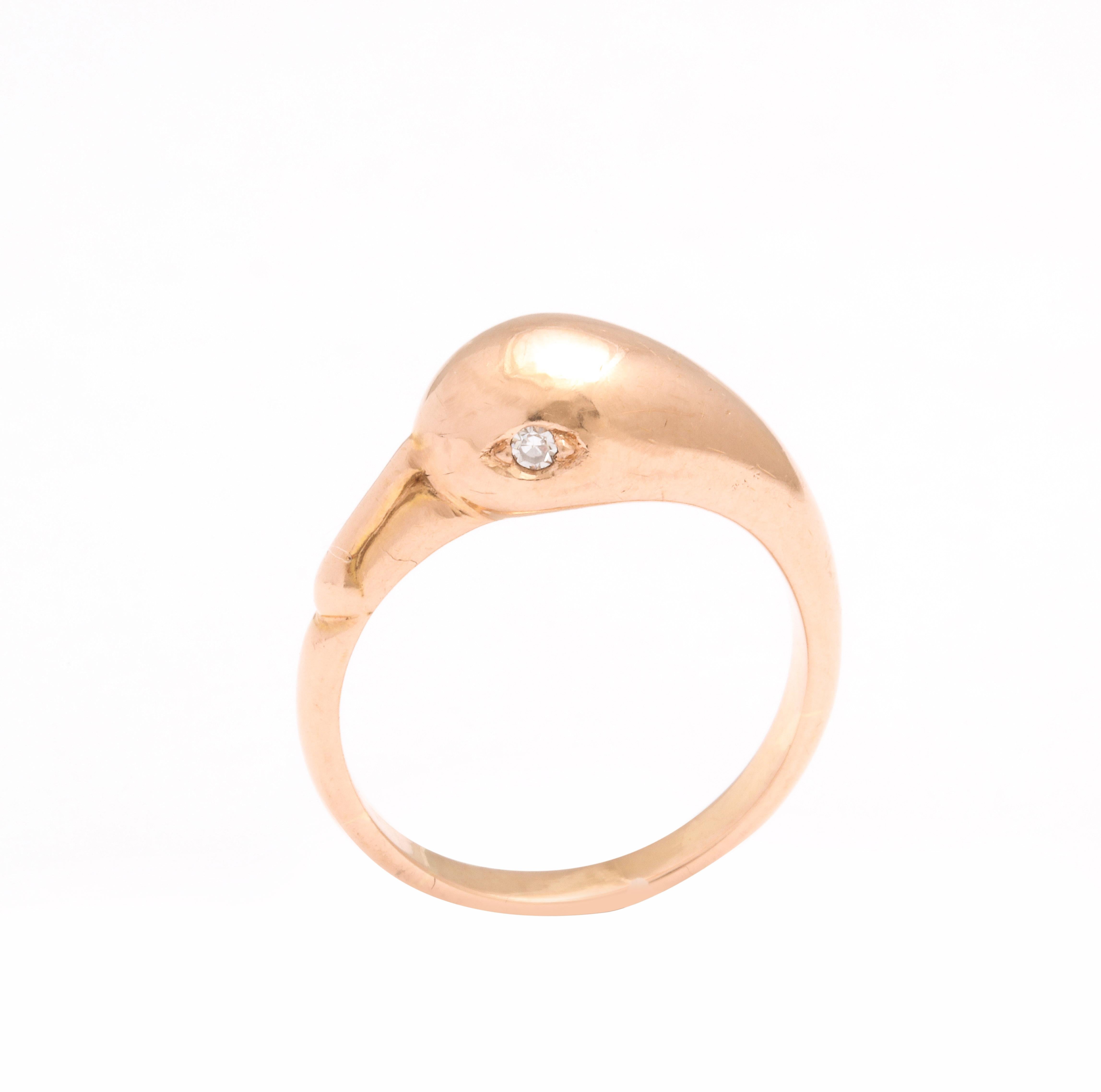 Contemporary Vintage 18 Kt Diamond Eyed Swan Ring