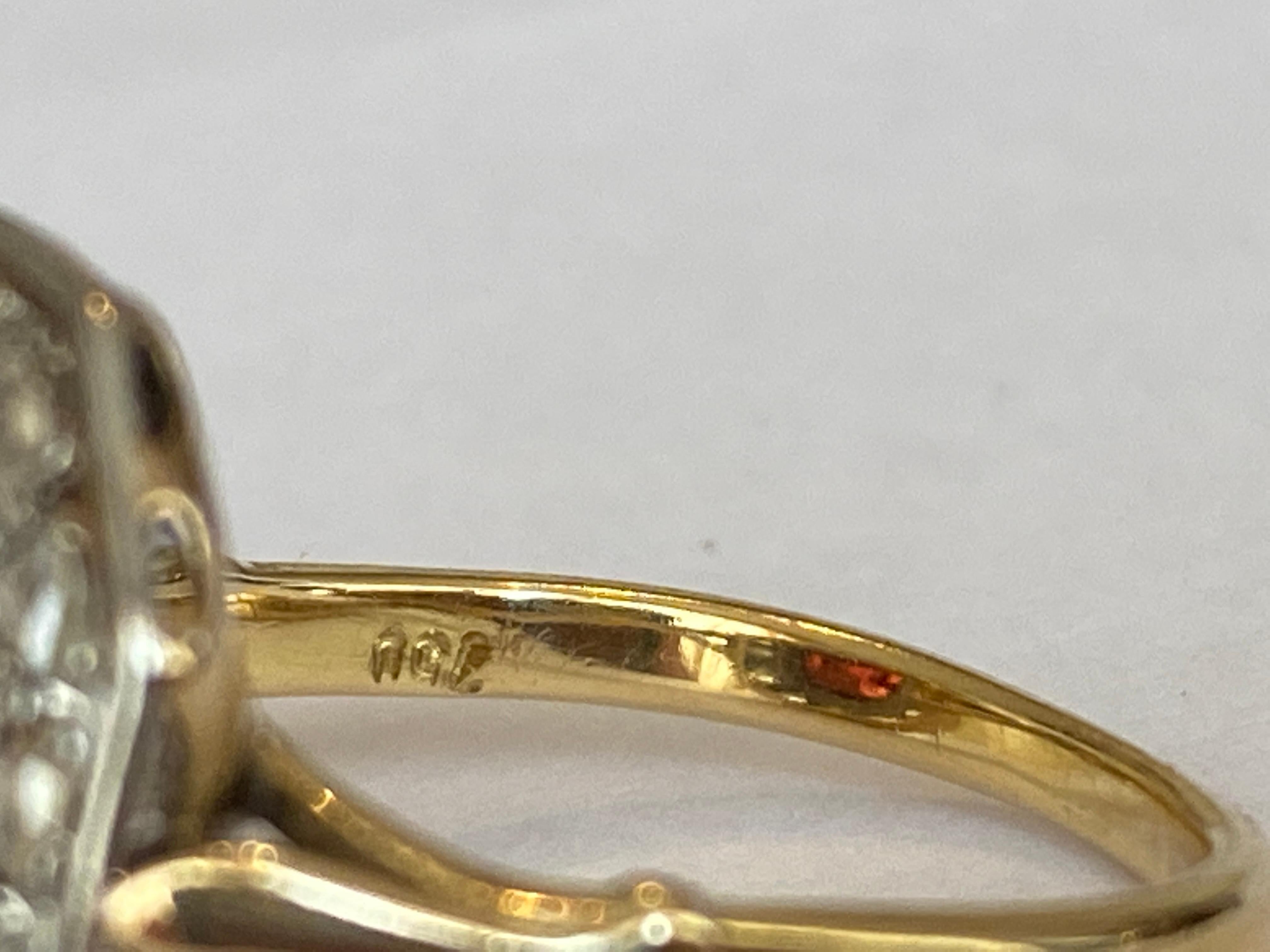 Vintage 18 kt Gold  garnet rose diamond Engagement  Ring For Sale 2