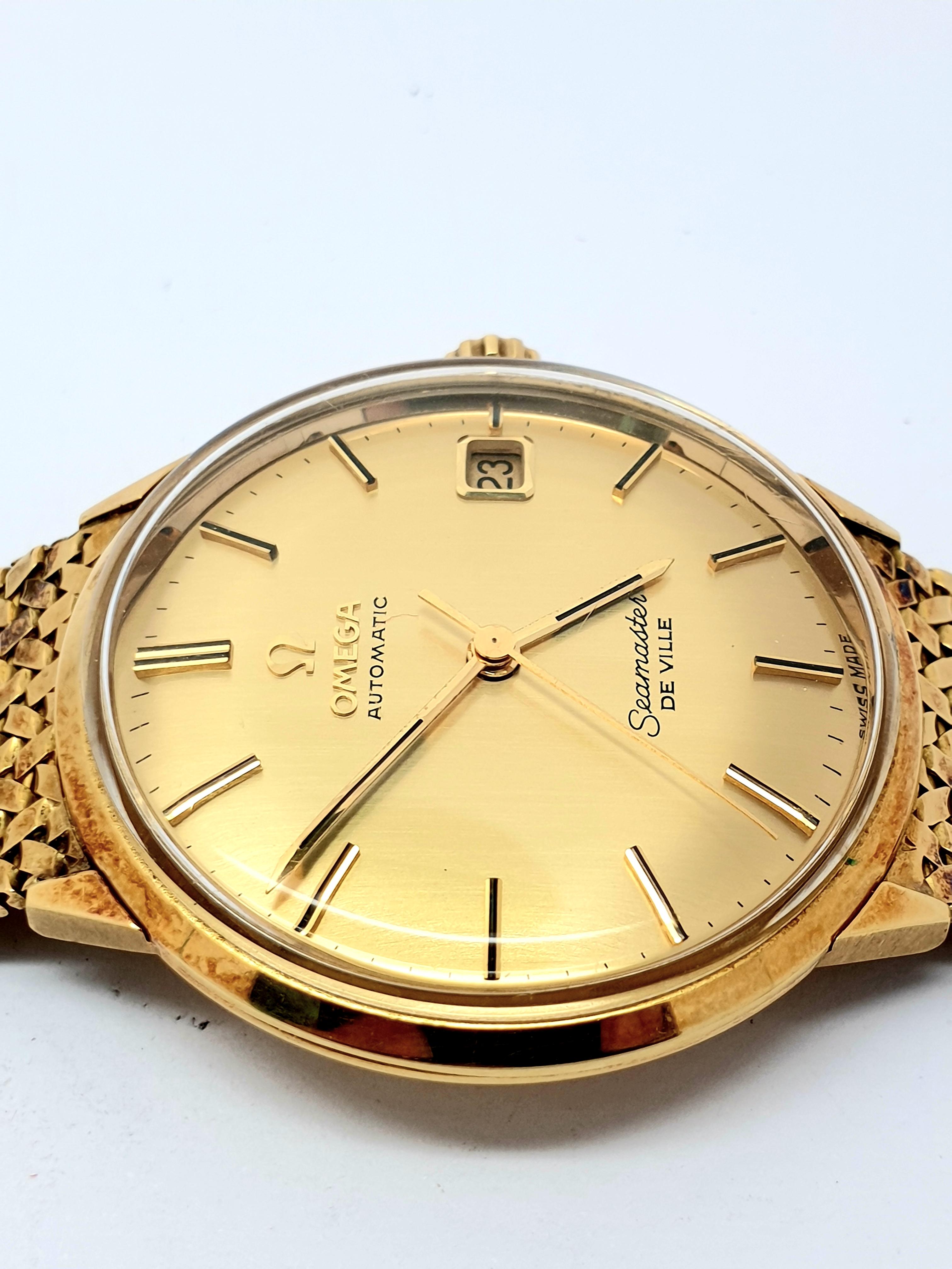 Vintage 18 Karat Gold Omega Seamaster Deville Bracelet Watch For Sale At 1stdibs