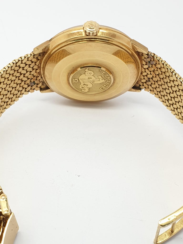Vintage 18 Karat Gold Omega Seamaster Deville Bracelet Watch For Sale at 1stDibs omega gold