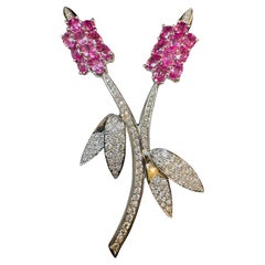 Vintage 18 Karat Weißgold Diamant & 13 Karat Rosa Ananas-Blumenstrauß-Blumenstrauß-Brosche 23,2 GM