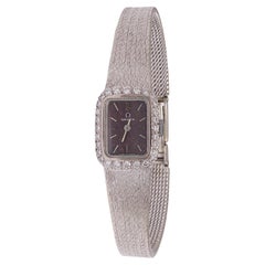 Vintage 18 kt. White Gold Omega With Diamond Ladies Dress Cocktail Watch