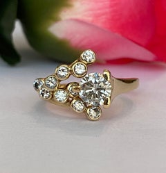Vintage 18 kt Yellow Gold Cocktail ca 1.34 crt Diamonds ring