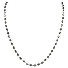 Vintage 18" Natural Black Diamond (33.20ct) Necklace in 14 Karat Yellow Gold