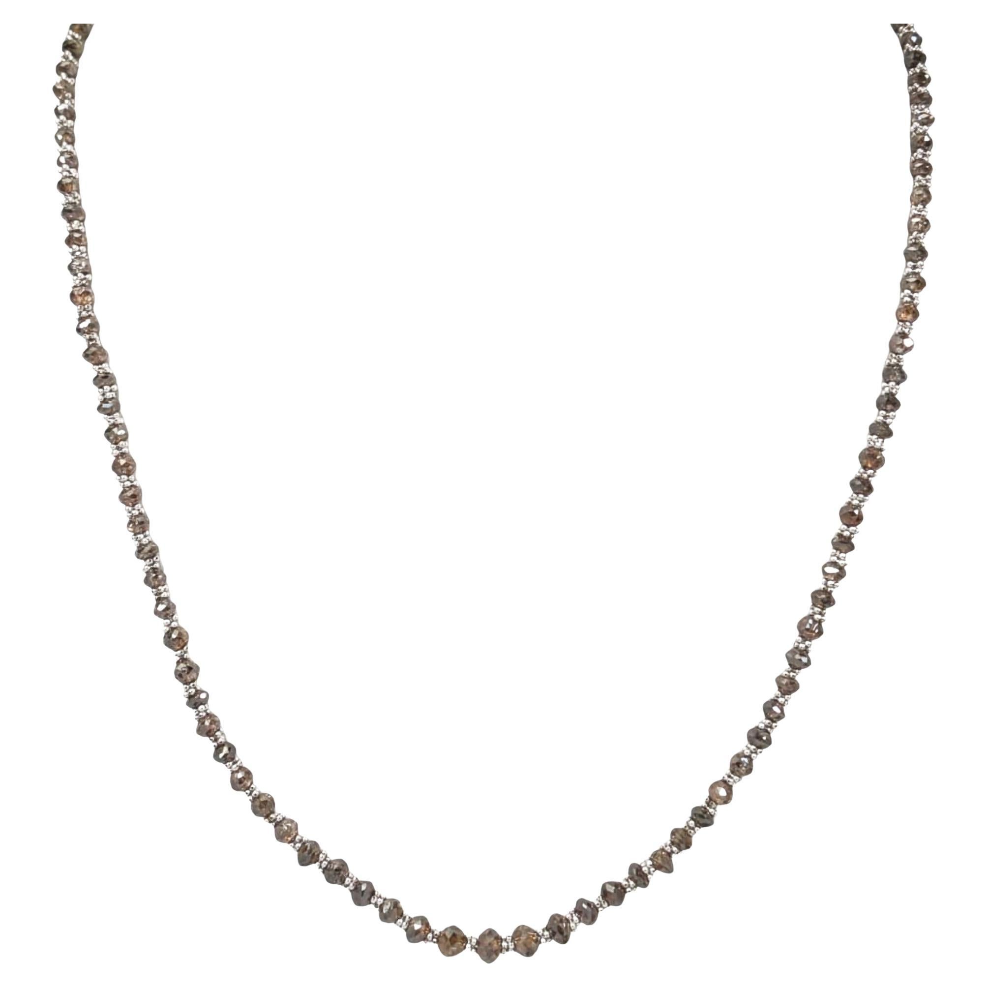Collar vintage de 18,75" con un diamante marrón natural (40,00 ct) en oro blanco de 14K