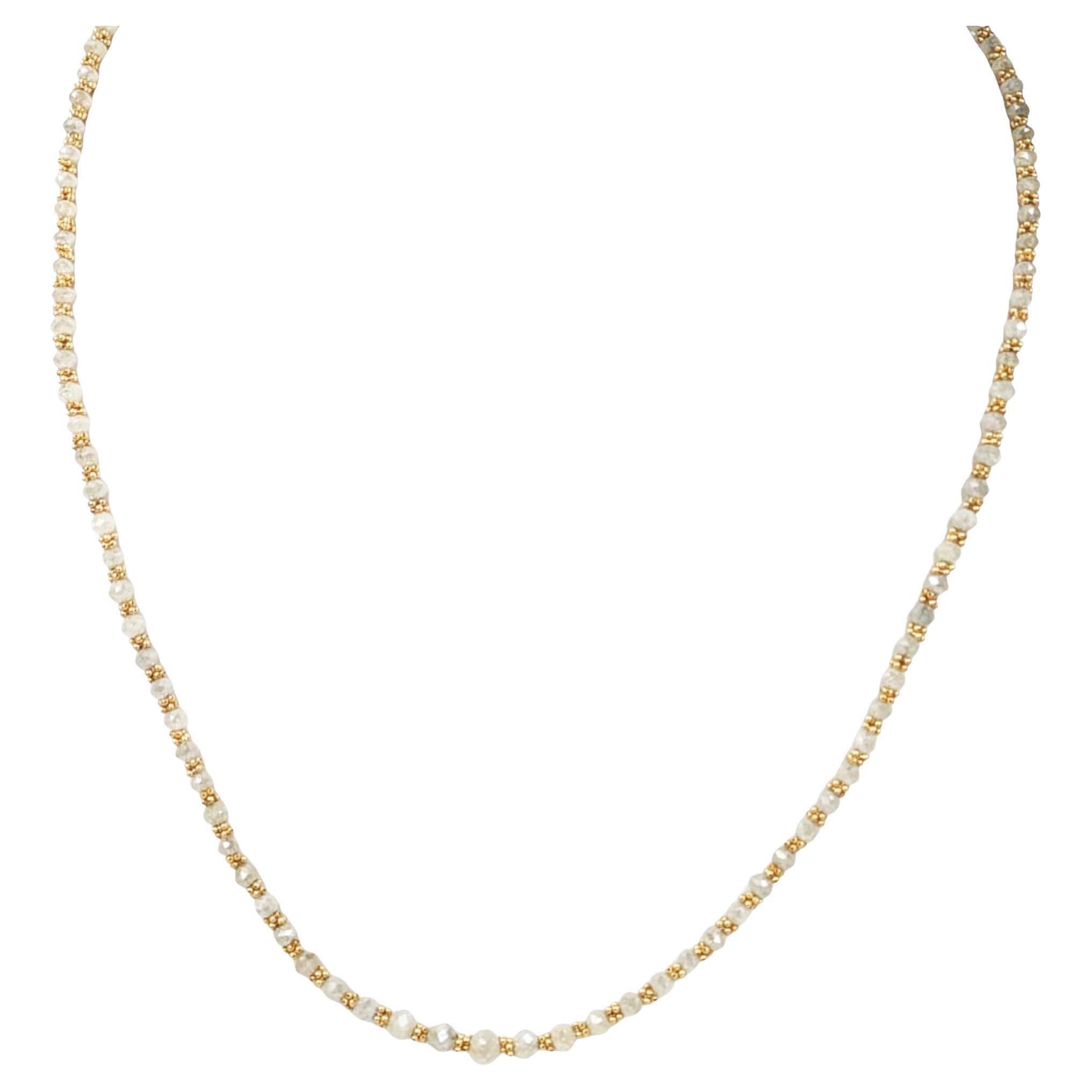 Vintage 19" Natural Grey Diamond(23.00 Carat) Necklace in 14 Karat Yellow Gold For Sale