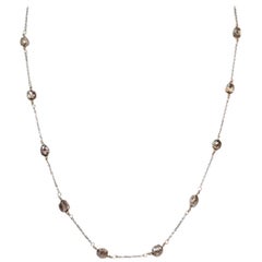 Collana vintage da 18" con diamante color grigio-marrone naturale (9,00 ct) in oro bianco 18 carati