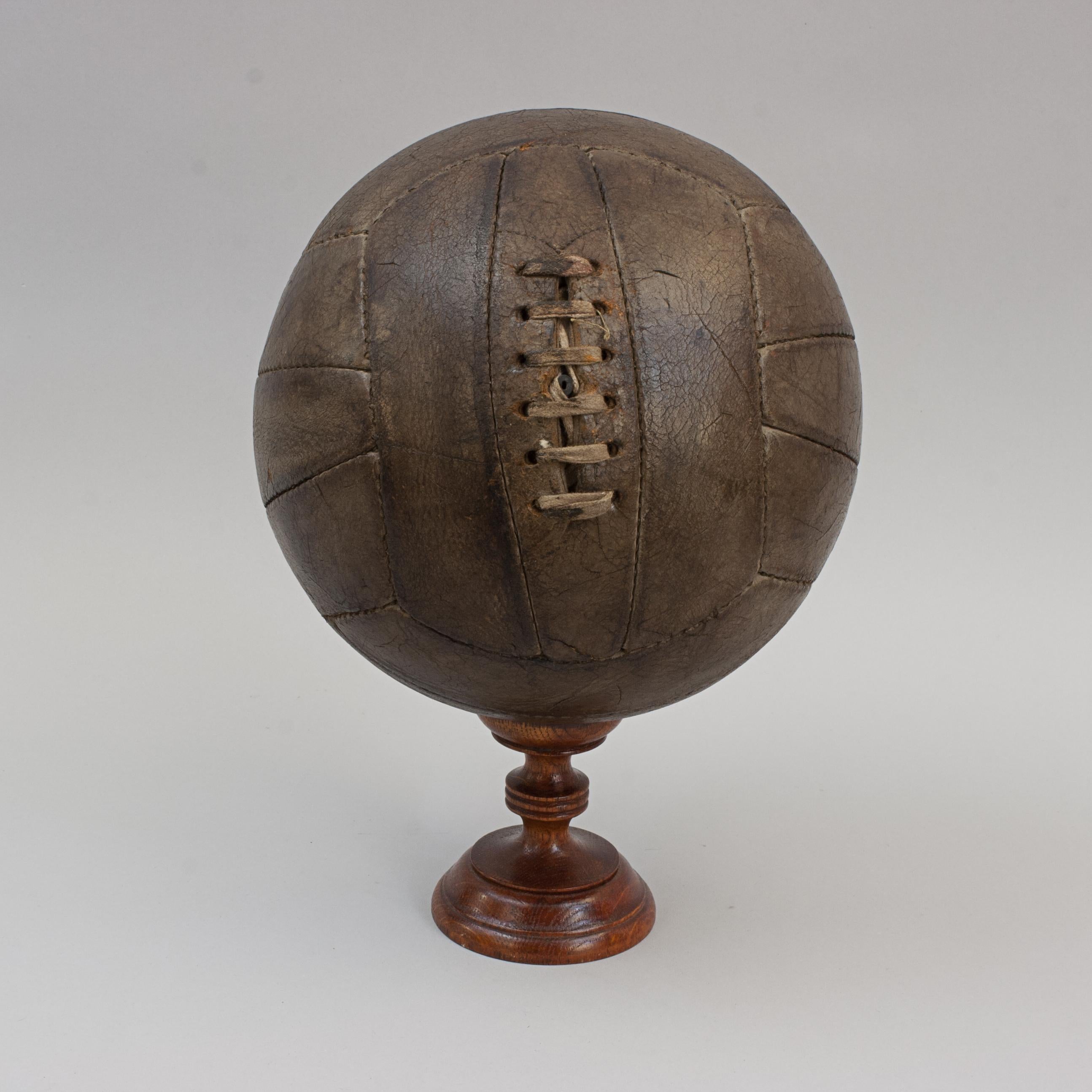 old leather football with laces