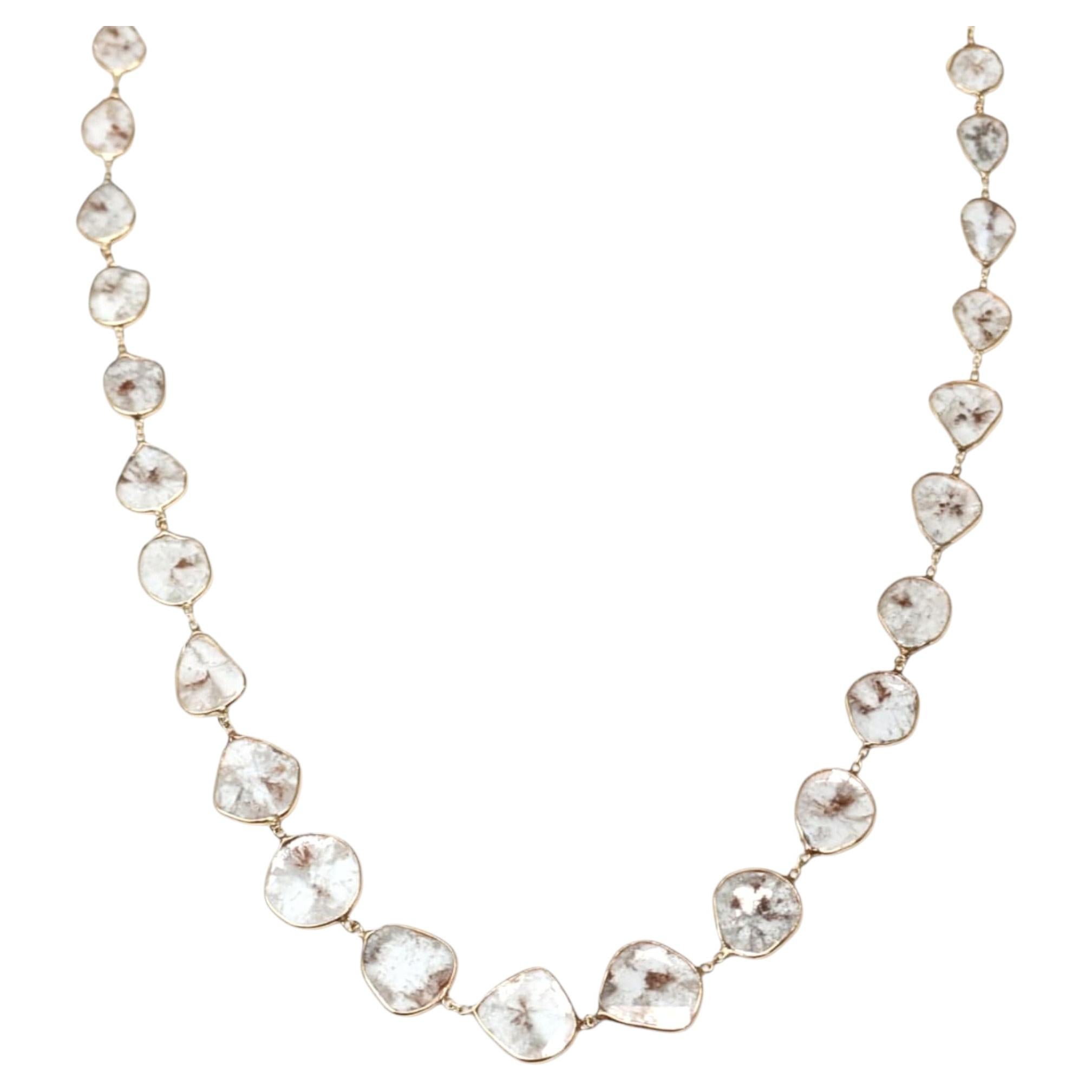 Vintage 16.5"-18.5" Salt & Pepper Diamond Slice (10.00ct) Necklace in 14KY Gold For Sale