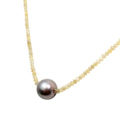Vintage By 18" Gelb Diamant (20,00 Karat) & Tahiti-Perle Halskette in 14KY Gold