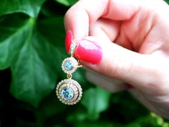 Vintage 1.80 Carat Aquamarine and 1.20 Carat Diamond and Yellow Gold Earrings