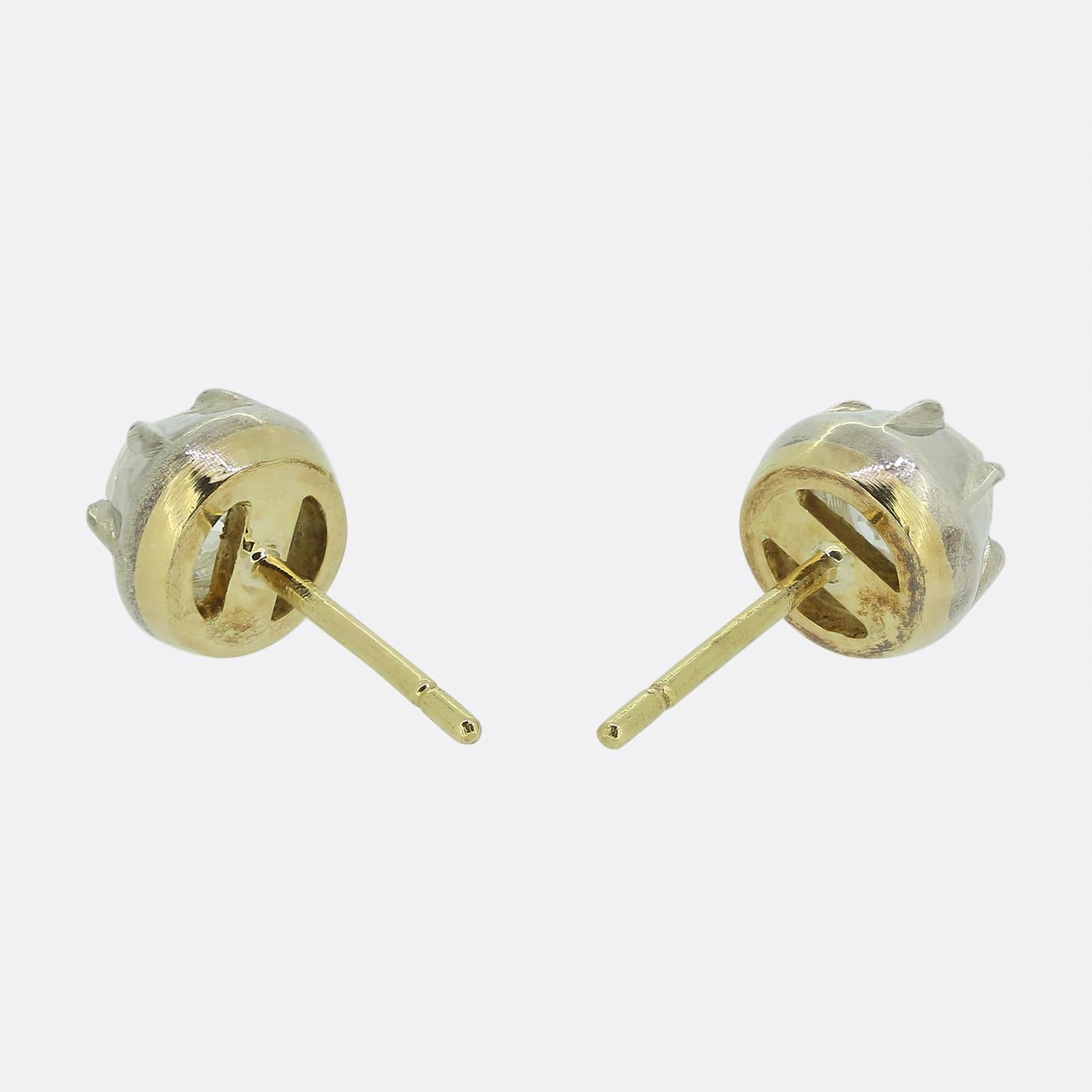 Vintage 1.80 Karat Altschliff Diamant Ohrstecker (Alteuropäischer Brillantschliff) im Angebot