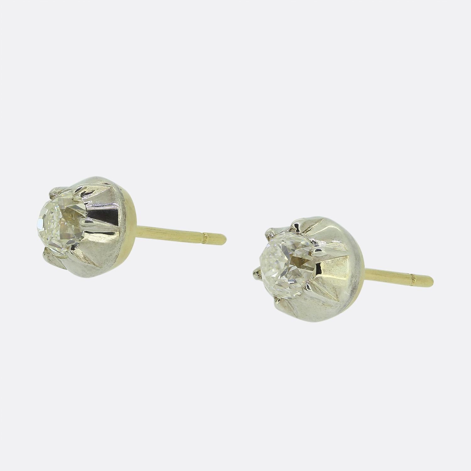 Vintage 1.80 Karat Altschliff Diamant Ohrstecker im Zustand „Gut“ im Angebot in London, GB