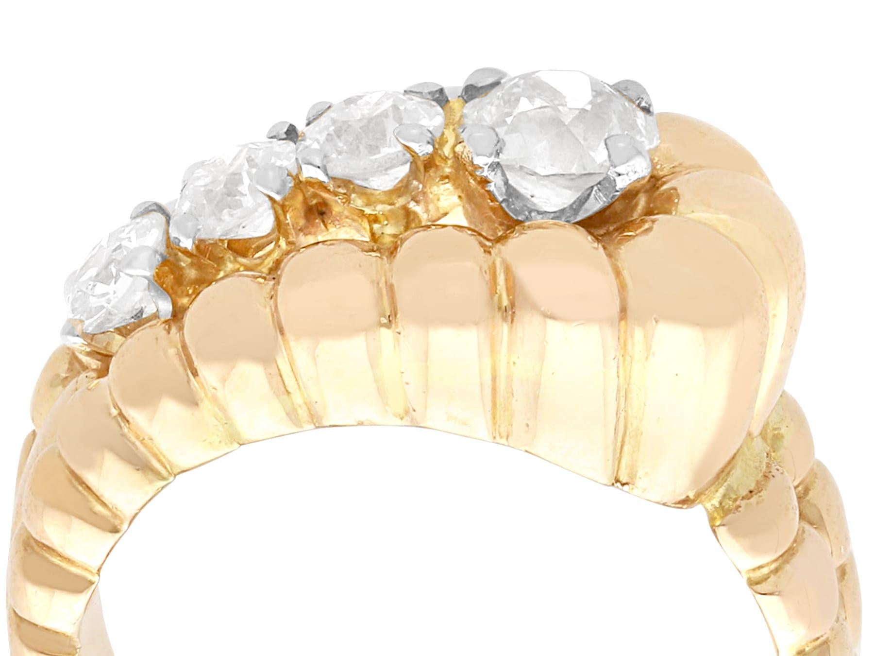 Ein feiner und beeindruckender Vintage-Ring aus 1,80 Karat Diamanten und 18 Karat Gelbgold; Teil unserer vielfältigen Diamantschmuck-Kollektionen.

Dieser schöne und beeindruckende Vintage-Diamantring ist aus 18 Karat Gelbgold gefertigt.

Der