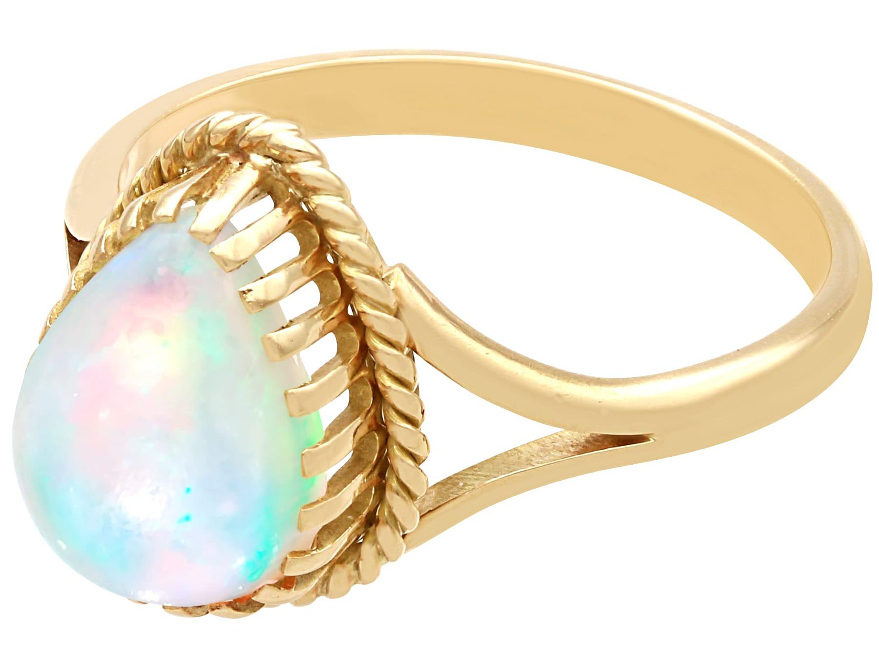 Cabochon Vintage 1.80ct Opal and 9k Yellow Gold Ring Circa 1950 For Sale