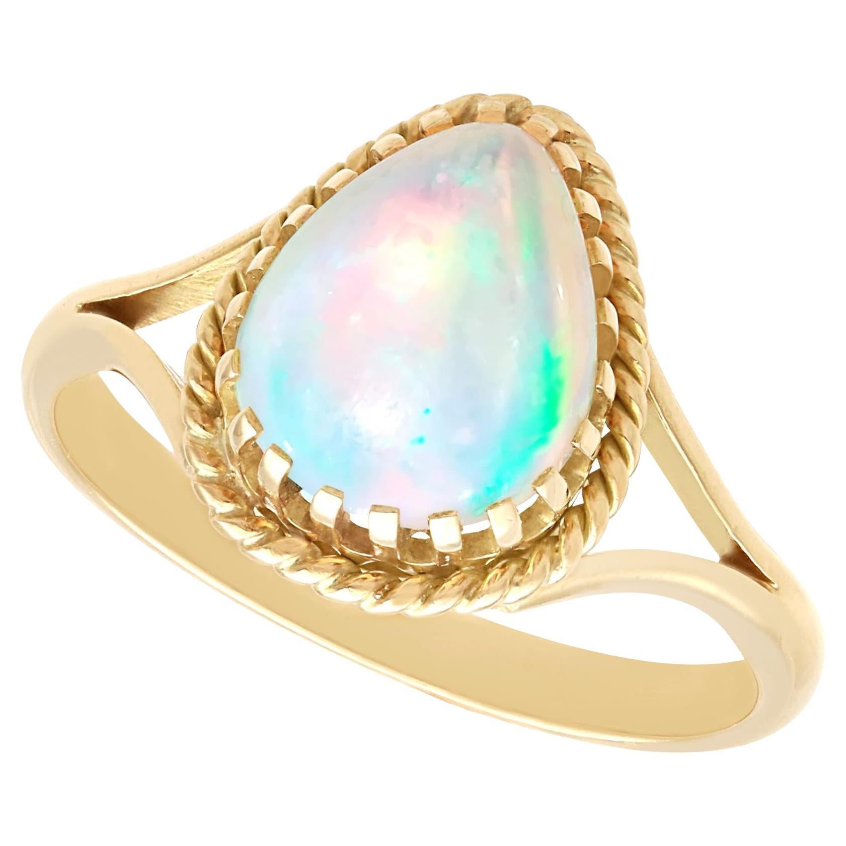 Vintage 1.80ct Opal and 9k Yellow Gold Ring Circa 1950 For Sale