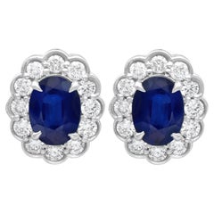 Vintage 1.80ct Sapphire and 0.72ct Diamond 14K White Gold Earrings Vintage 1.80ct Sapphire and 0.72ct Diamond 14K White Gold Earrings