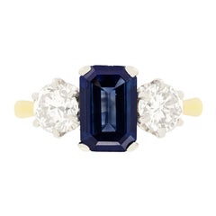 Vintage 1.80ct Sapphire and Diamond Trilogy Ring, c.1950s