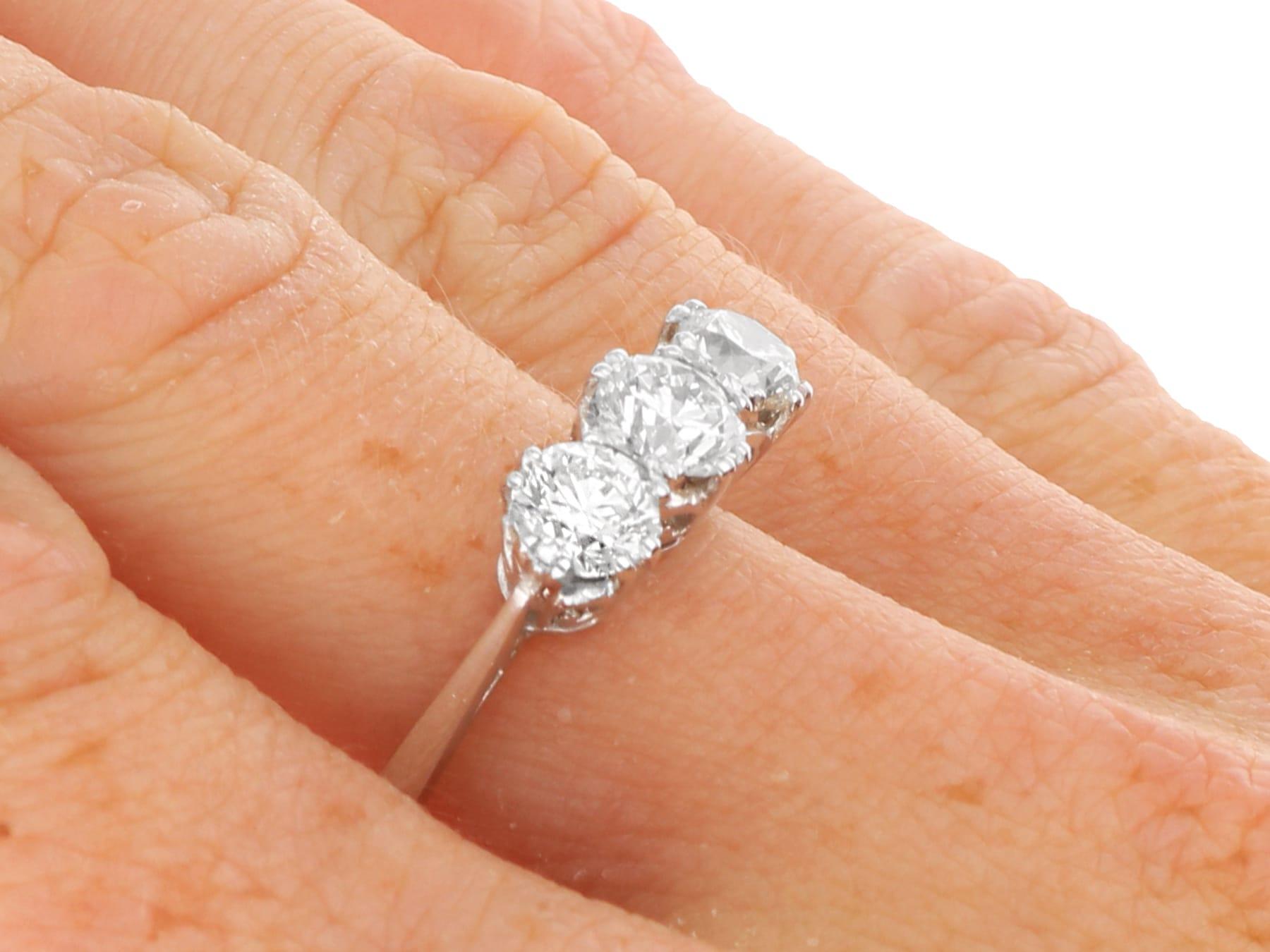Vintage 1.81 Carat Diamond and Platinum Trilogy Ring Circa 1945 For Sale 4