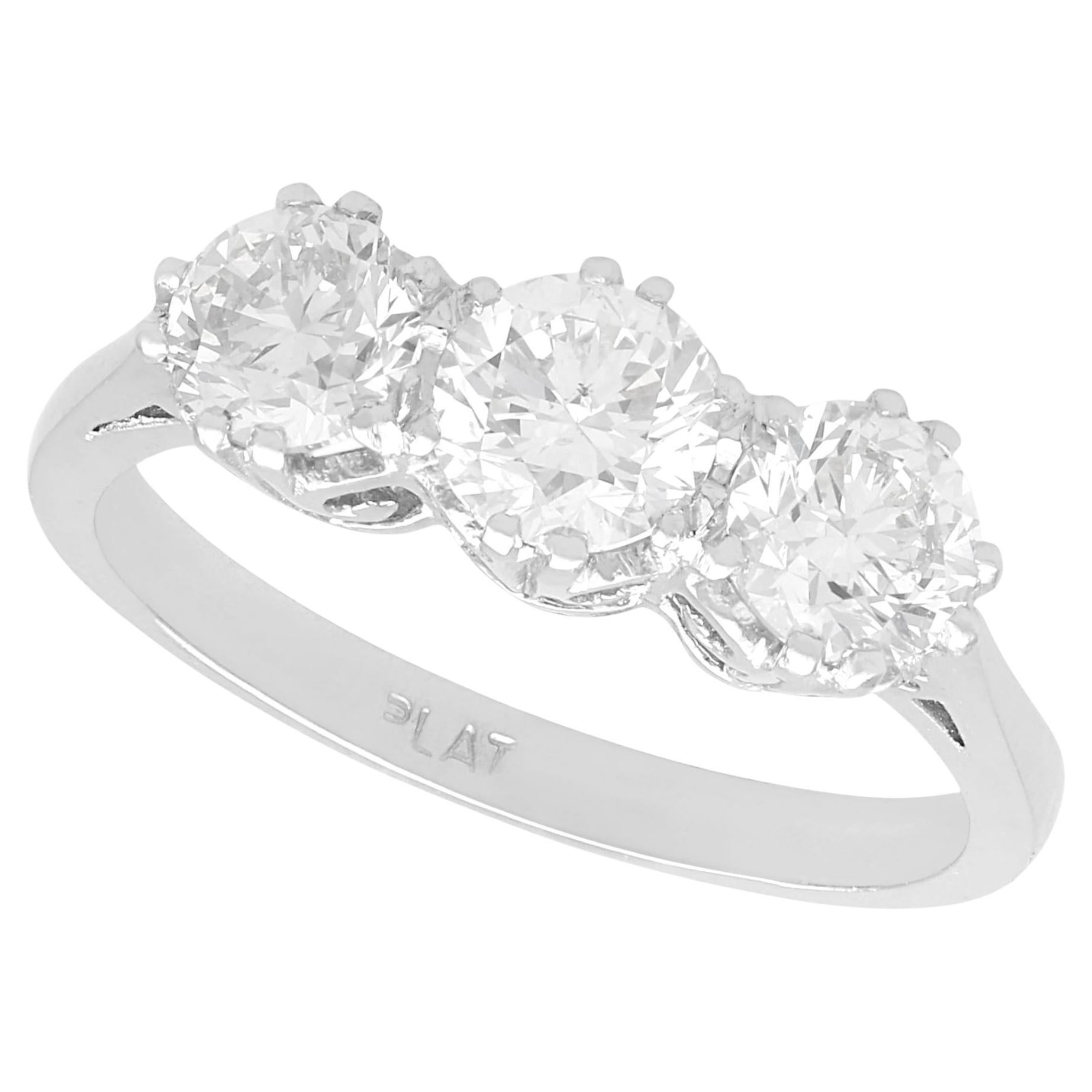 Vintage 1.81 Carat Diamond and Platinum Trilogy Ring Circa 1945 For Sale