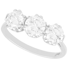 Vintage 1.82 Carat Diamond and 18k White Gold Trilogy Ring