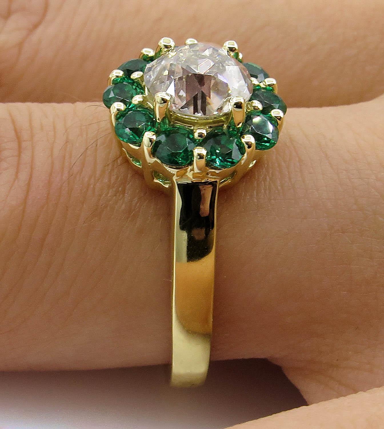Vintage 1.82 Carat Old European Diamond Cluster Wedding Yellow Gold Ring For Sale 9