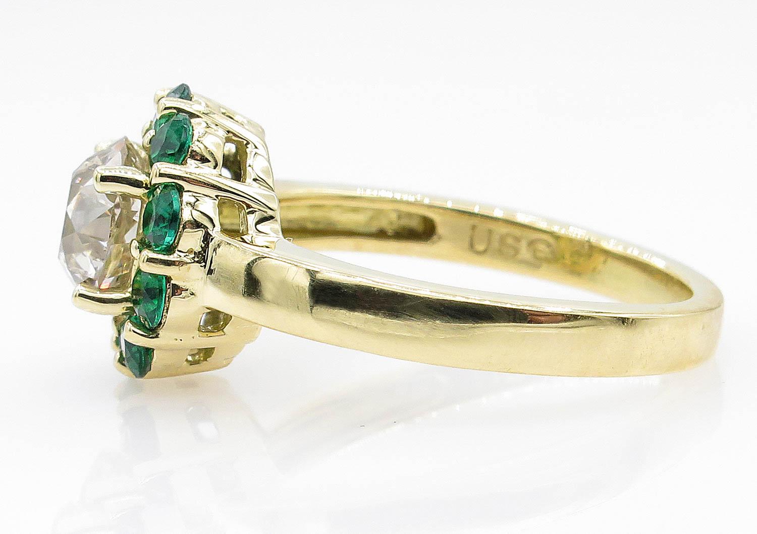 Bague de mariage vintage en or jaune avec grappe de diamants taille vieille Europe de 1,82 carat en vente 1