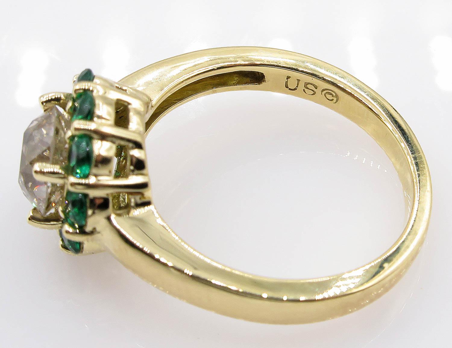 Bague de mariage vintage en or jaune avec grappe de diamants taille vieille Europe de 1,82 carat en vente 4