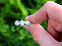 Vintage 1.82 Carat Diamond and 18k White Gold Trilogy Ring