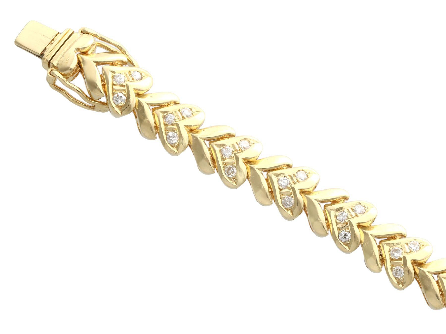 Armband aus Gelbgold mit 1,82 Karat Diamanten im Vintage-Stil, um 1980 (Rundschliff) im Angebot