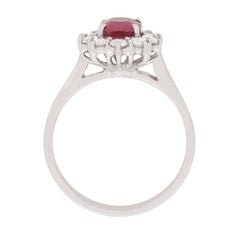 Vintage 1.84 Carat Ruby and Diamond Cluster, circa 1980s