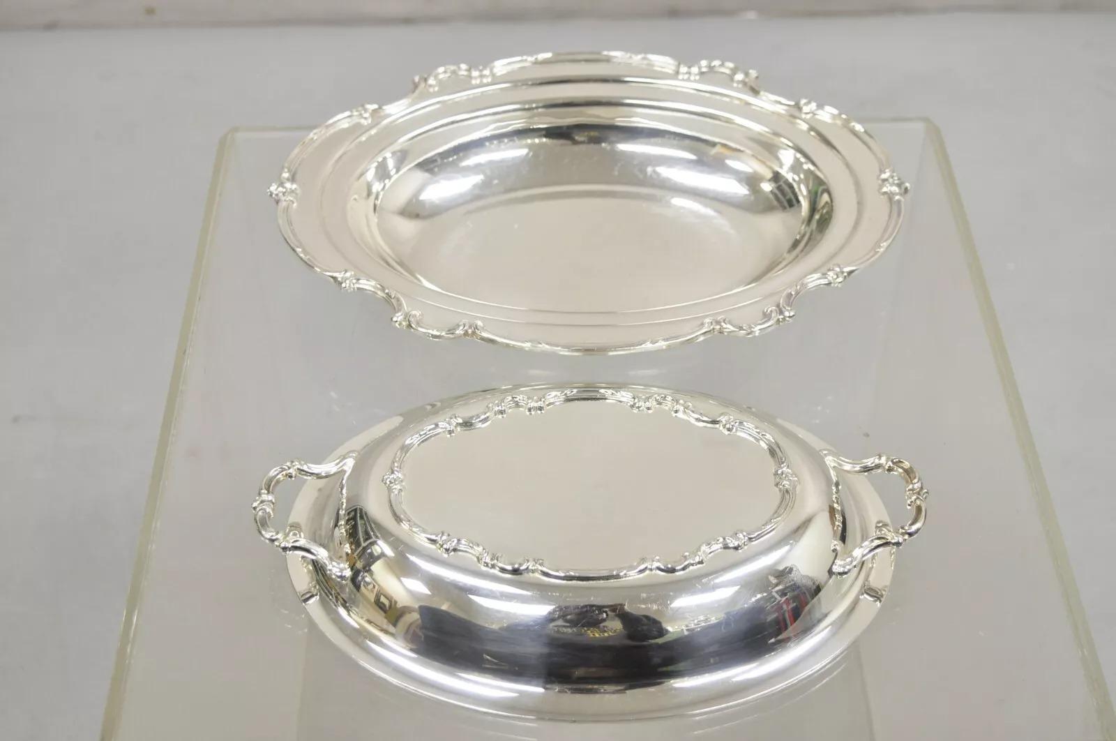 Vintage 1847 Rogers Bros. Plato para verduras con tapa chapado en plata reflectante Chapado en plata en venta