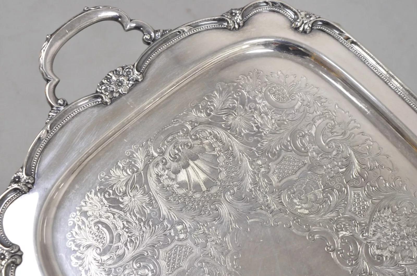 Bandeja de servir chapada en plata Vintage 1847 Rogers Bros Remembrance 9898 en venta 4