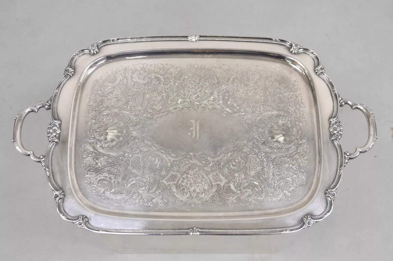 Bandeja de servir chapada en plata Vintage 1847 Rogers Bros Remembrance 9898 en venta 5