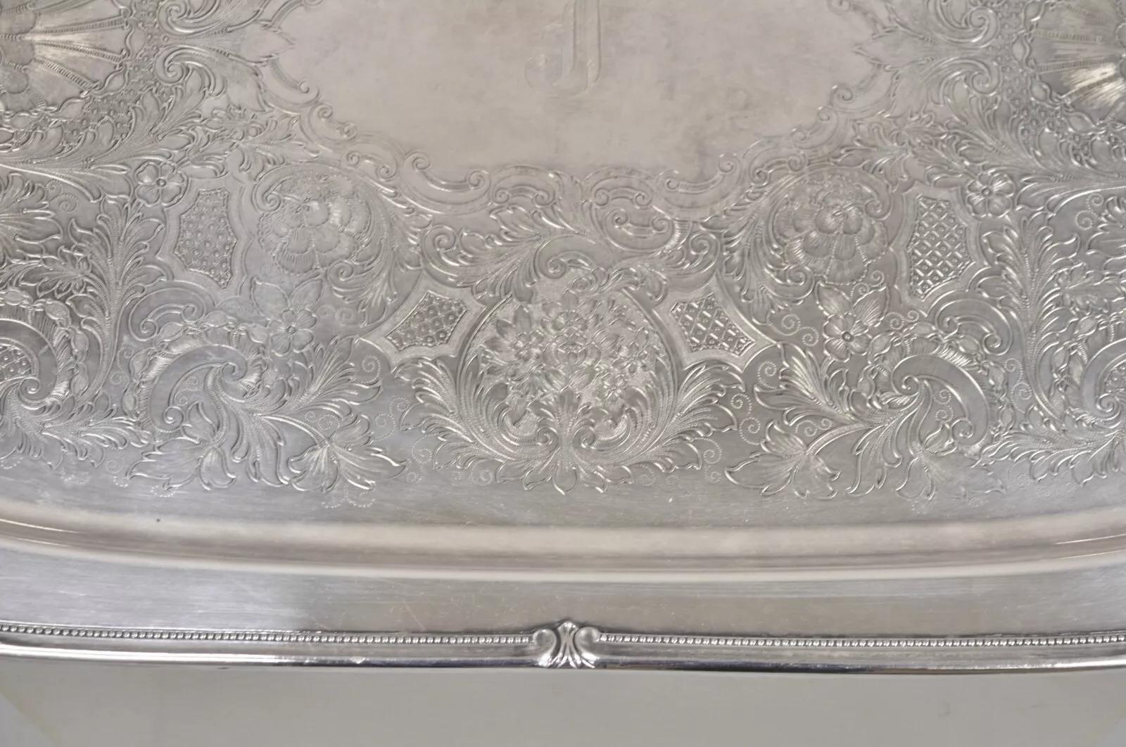 Bandeja de servir chapada en plata Vintage 1847 Rogers Bros Remembrance 9898 en venta 1