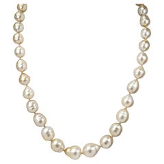 Collar Barroco Vintage de Perlas del Mar del Sur de 18,5" en Oro Amarillo de 14K