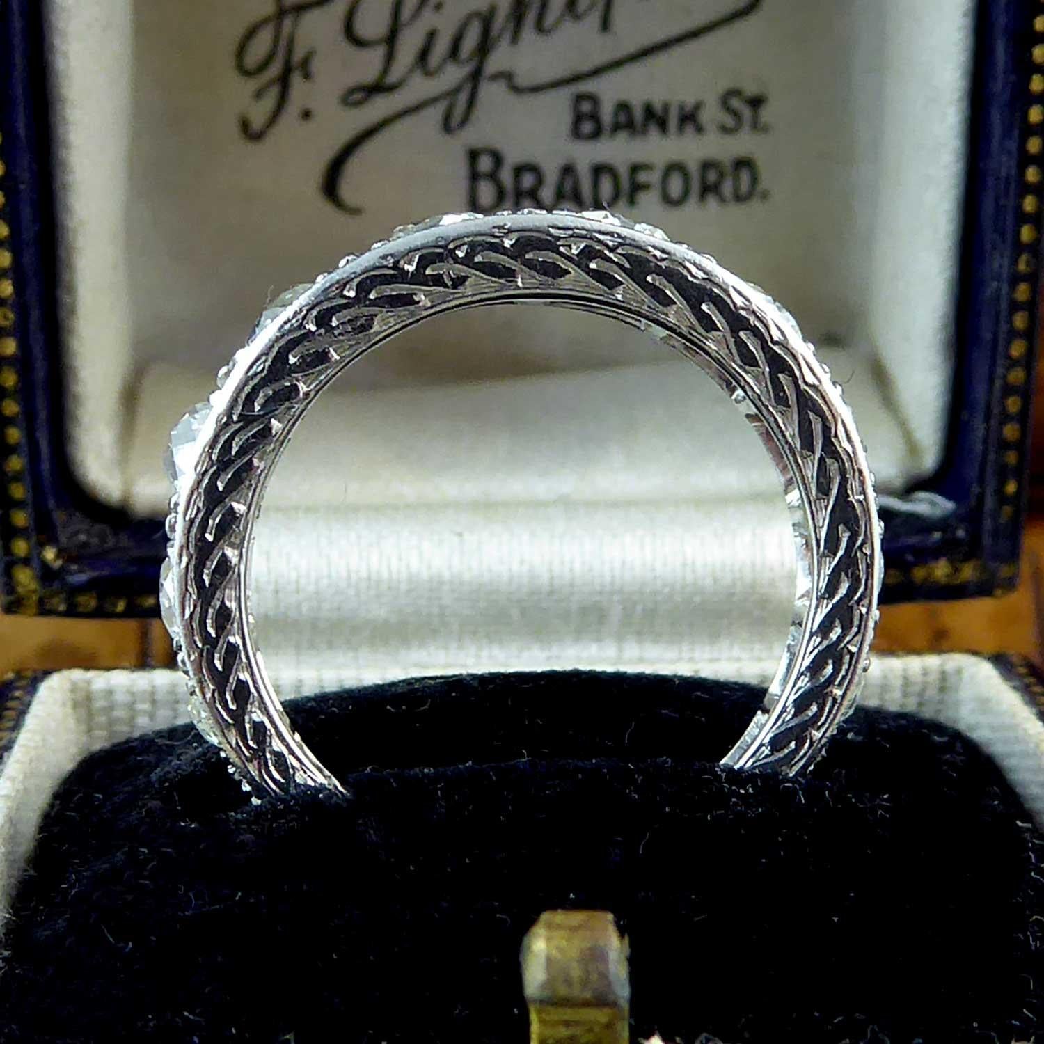 Art Deco Vintage 1.85 Carat Diamond Eternity Ring, circa 1930s-1940s, Platinum