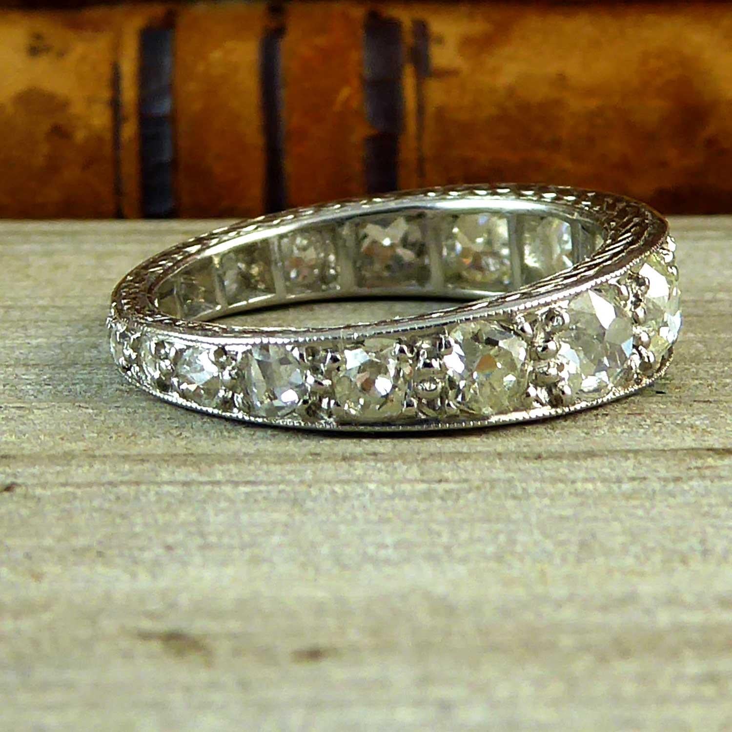 Vintage 1.85 Carat Diamond Eternity Ring, circa 1930s-1940s, Platinum In Excellent Condition In Yorkshire, West Yorkshire