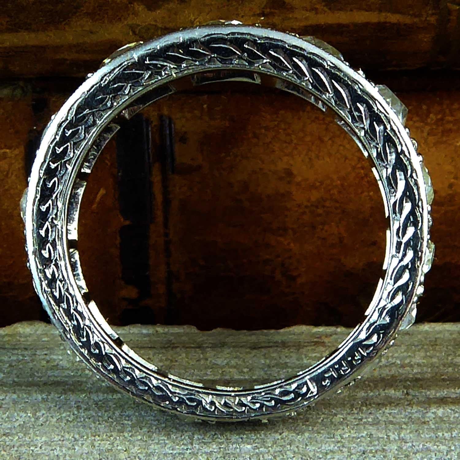 Vintage 1.85 Carat Diamond Eternity Ring, circa 1930s-1940s, Platinum 2