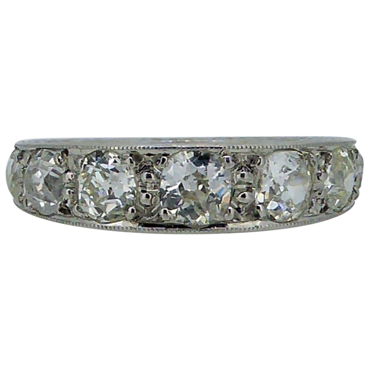 Vintage 1.85 Carat Diamond Eternity Ring, circa 1930s-1940s, Platinum