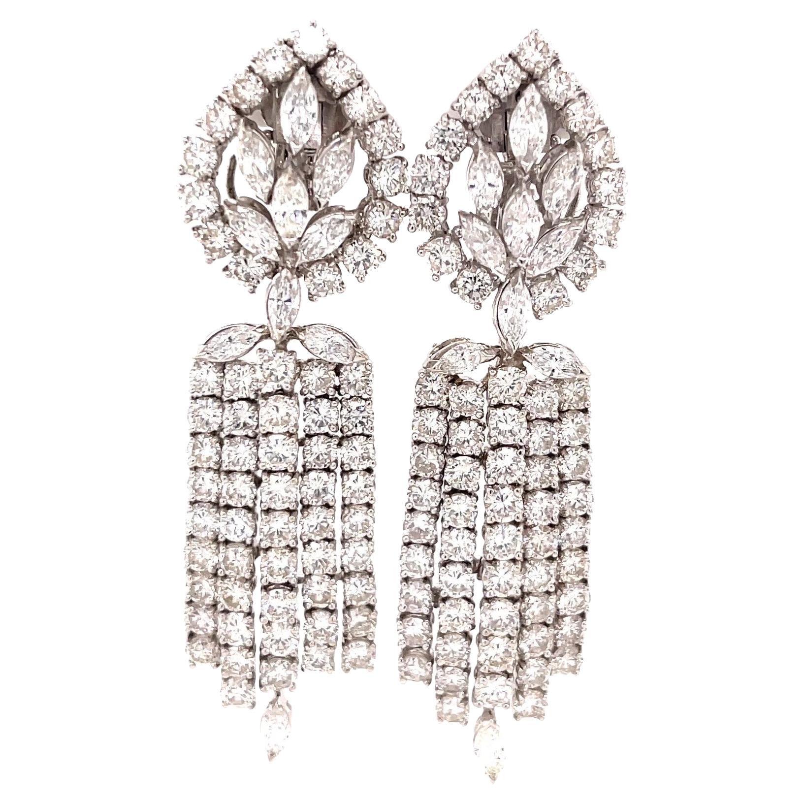 Vintage 18.5 Carat Diamond White Gold Day Night Earrings