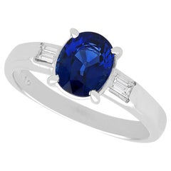 Vintage 1.85 Carat Sapphire and Diamond Platinum Ring Circa 1990