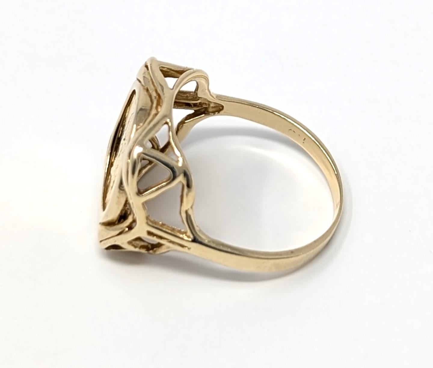 Bague de monnaie Liberty Head en or et or jaune 14 carats avec cadre, taille 7,5, 1851 Unisexe en vente