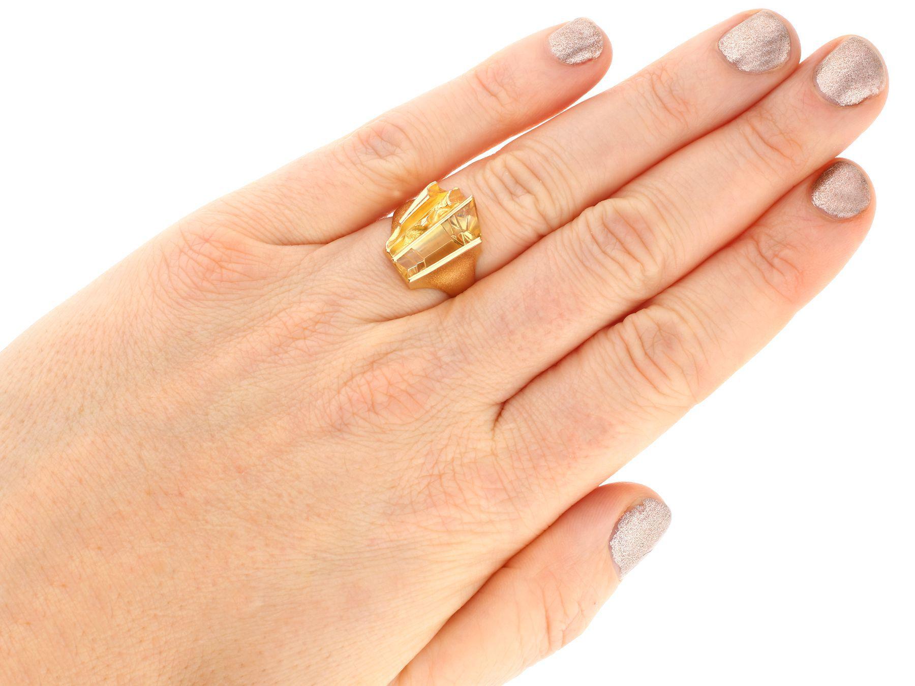 Vintage 1.85ct Citrine and Yellow Gold Cocktail Ring by Lapponia Finnish, 1988 1